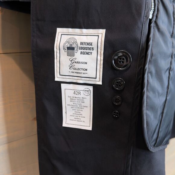 U.S. Military American Apparel Trench Coat w/ Removable Liner 42 Reg, Large - Picture 4 of 5